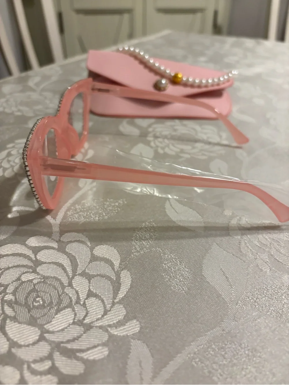 Diamond Studded Glasses +3.00 Case & Neck Hanger”anti-blue light “ New